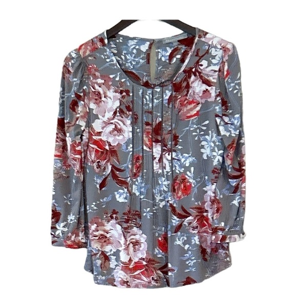 Daniel Rainn Stitch Fix Branwen Floral Pintuck Jersey Top Size Small NWOT - Picture 1 of 7